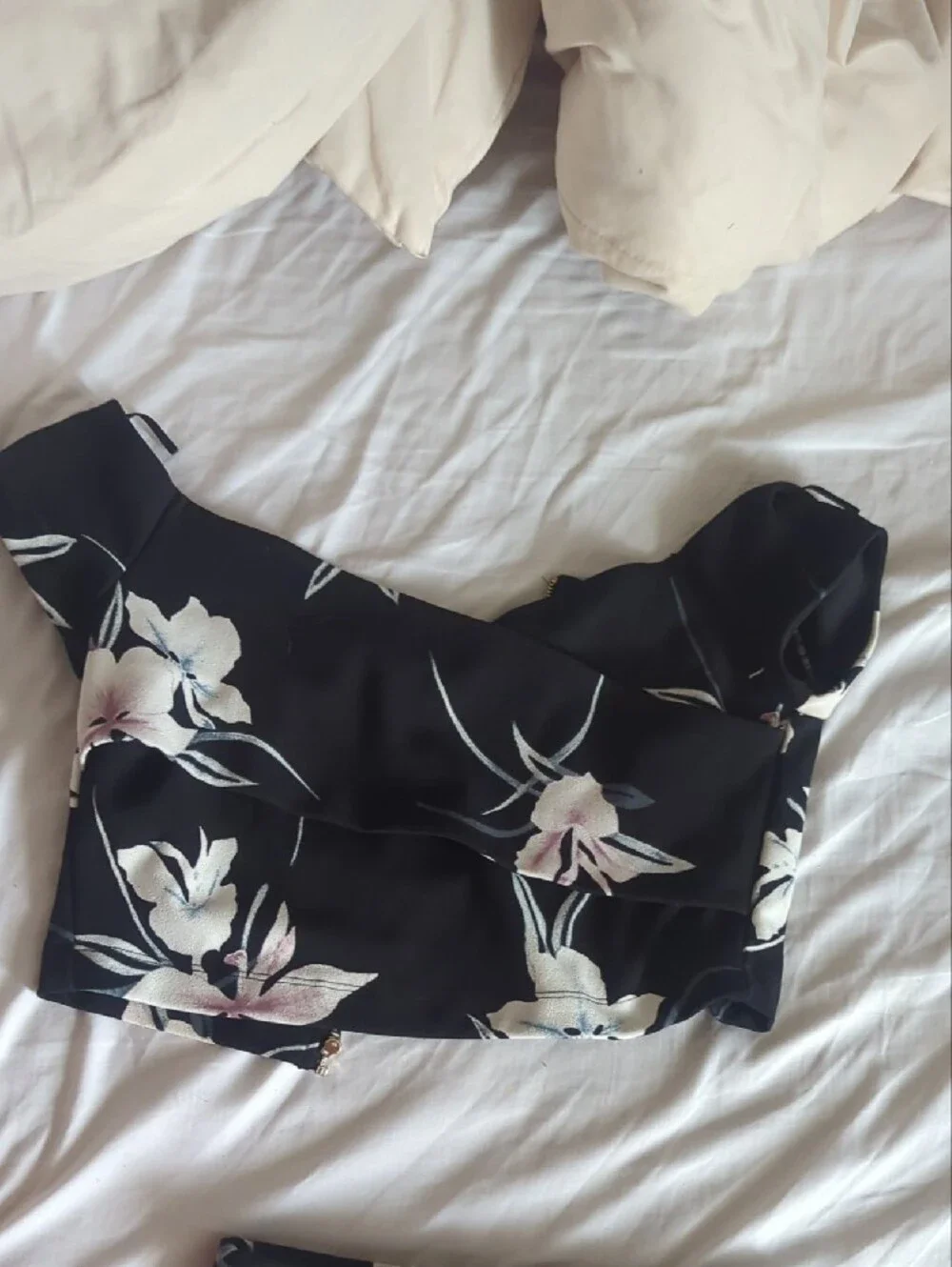 Dynamite Black Floral Two-Piece Midi Skirt Set with Pink Accents - Picture 6 of 7